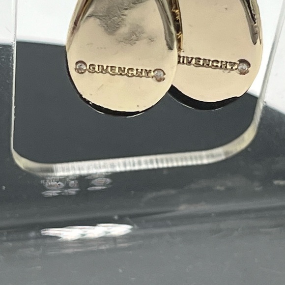 Givenchy Womens Gold Tone Grey Crystal Dangle Teardrop Earrings New - Picture 14 of 16
